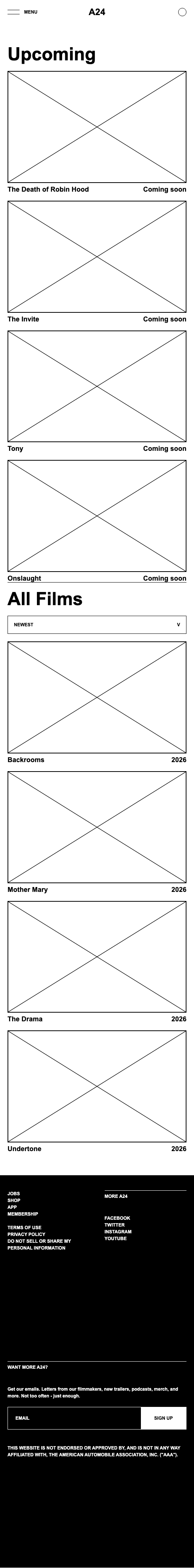 A24 Film Index Mobile