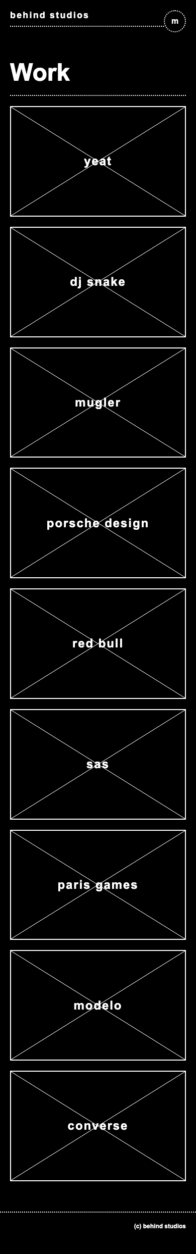 BEHIND STUDIOS Project Index Mobile