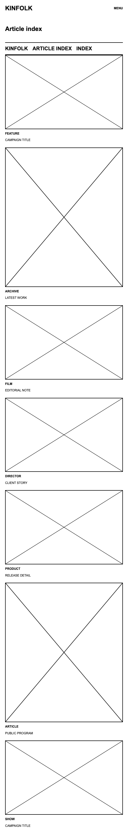 KINFOLK Article Index Mobile