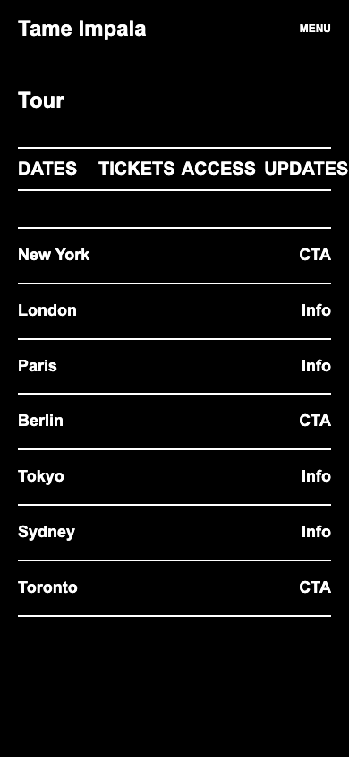 Tame Impala Tour Mobile